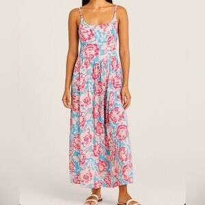 Grace Karin Blue and Pink Floral Maxi Dress